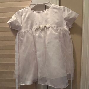 Charming White Kids Dress with Floral Detail